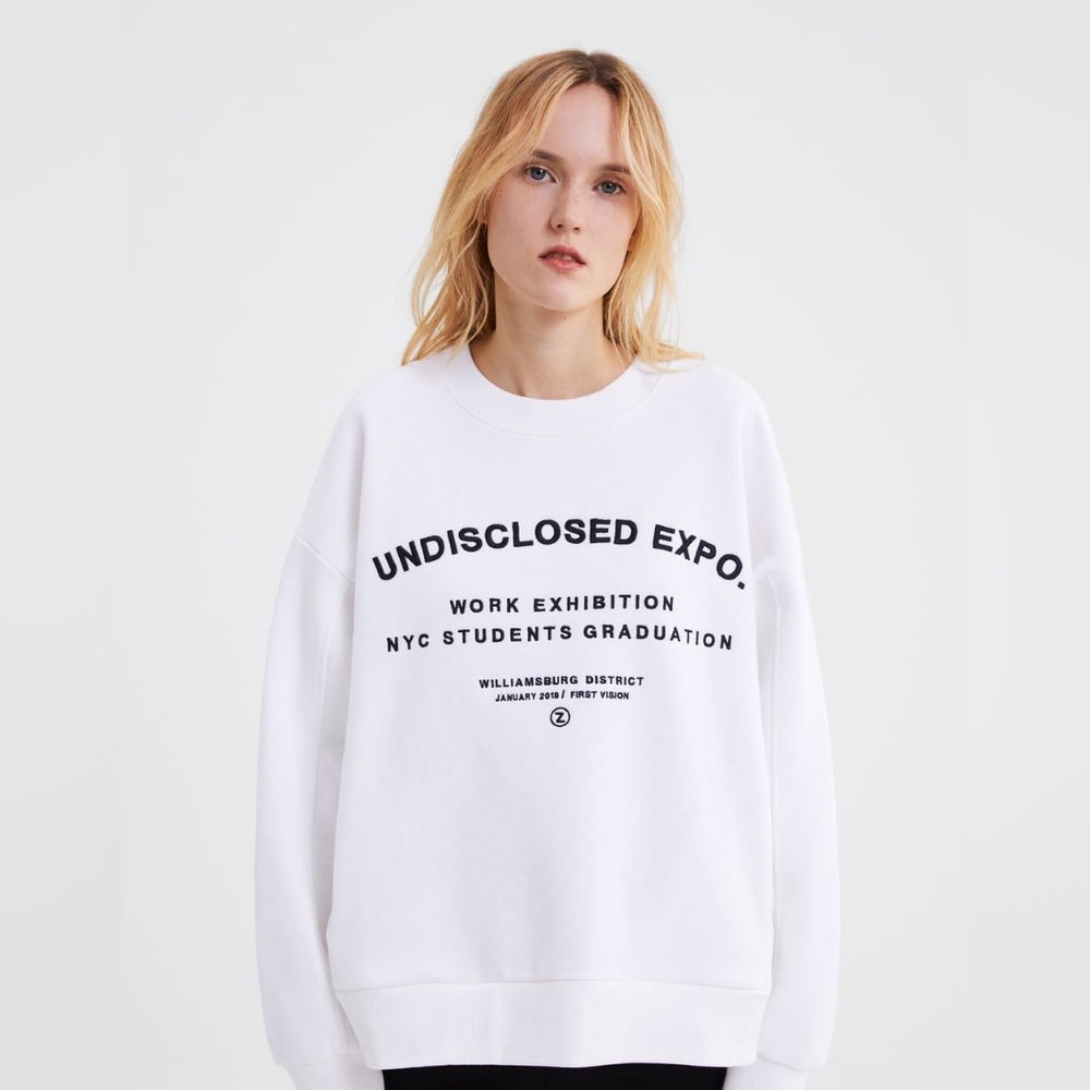 Zara Undisclosed Expo Embroidered Sweatshirt